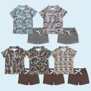 Camouflage polo shirt cotton shorts kids boys clothes