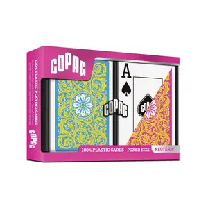 Copag Neoteric 100% Plastic Playing Cards – Poker Size Jumbo Index (Pink & Yellow Neoteric Double Deck Design)