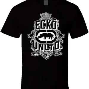 [Ecko Unltd Rhinoceros Logo Tee] Ecko Unltd Men's Black Rhinoceros Logo T-Shirt - 180g Comfortable Round Neck Short Sleeve - Est. 1972