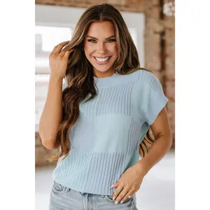 Ember Checkered Short Sleeve Sweater