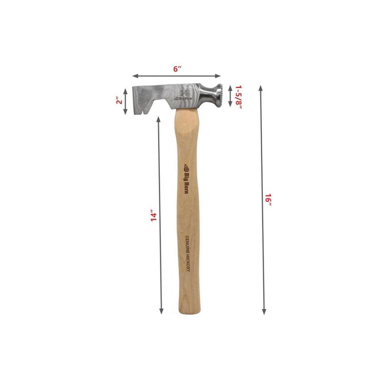 Big Horn 14Oz Drywall Hammer/Hatchet With Milled Face & Hickory Handle 15140
