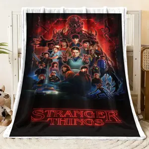 Stranger Things Flannel Fleece Blanket - Soft Warm Throw for Adults, TV Show - Inspired Design Ideal for Couch Bed Sofa, Perfect Gift for Fans