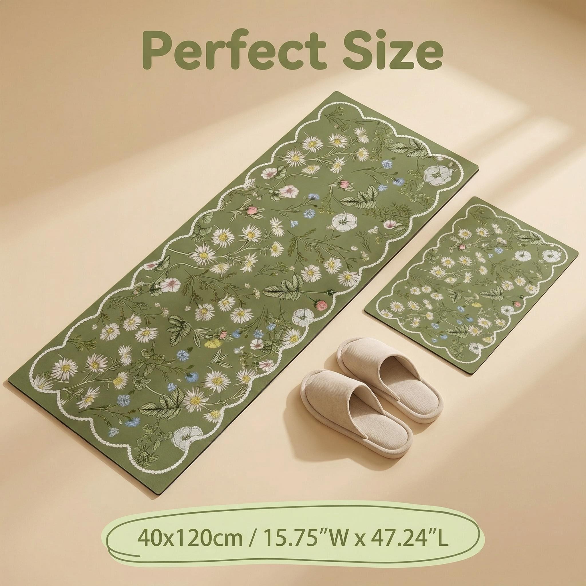 15.75x47.24 Inch Garden World Ultra Absorbent Non-Slip Bath Mat, Machine Washable Water Absorbent Rug for Bathroom, Kitchen, Shower, Toilet, Entryway & Bedroom  stone bath mats