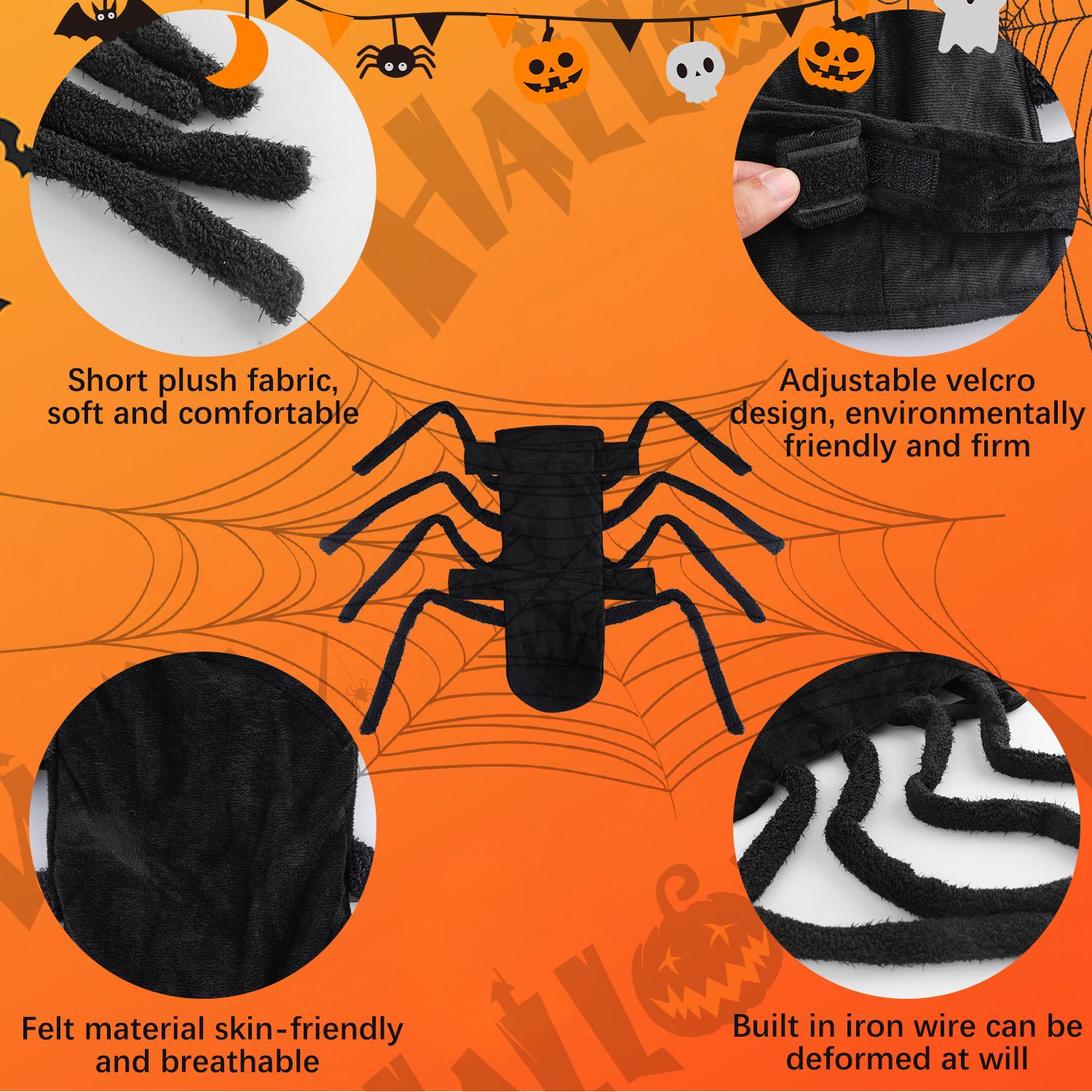 Halloween Pet Cosplay Costumes - Adjustable Spider Web/Bat Wings for Dogs & Cats, Skin-Friendly Breathable Fabrics, Festive Look for Holiday Photoshoots & Party Wear