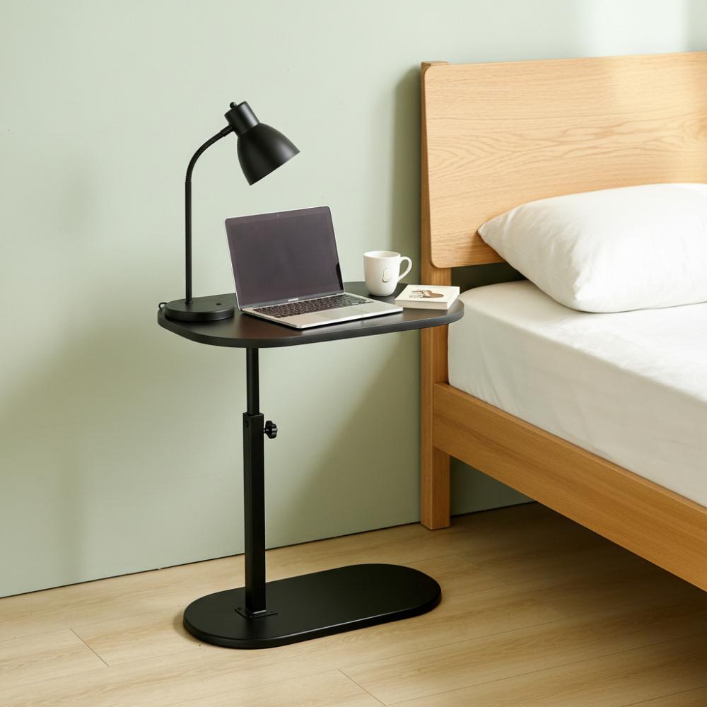 Height Adjustable Sofa Side Table, Multi-Functional End Table for Living Room, Bedroom, Balcony, Stable Overbed Laptop Stand Snack Tray