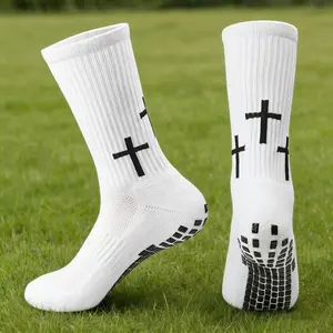 4 Pairs of Unisex Non-Slip Soccer Socks,Cross Grip Soccer Socks - Anti-SlipGrips Sports Socks with Breathable &Thickened Sole for Men Women Youth US 6-13