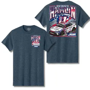 Denny Hamlin 2025 Patriotic NDR T-Shirt, NASCAR #11 Blue Racing Tee, National Debt Relief Joe Gibbs Racing Shirt for Fans and Collectors