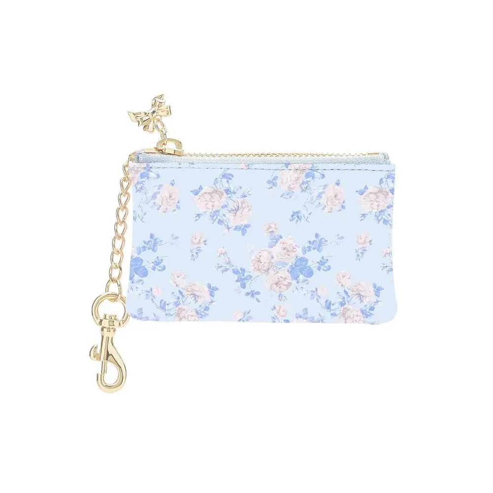 LoveShackFancy – Case-Mate Everblooming Rosettes Printed PU Zipper Coin Pouch Whisper Blue