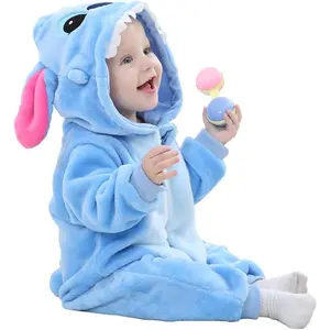 VVH Unisex Baby Flannel Romper Animal Onesie Costume Hooded Cartoon Outfit