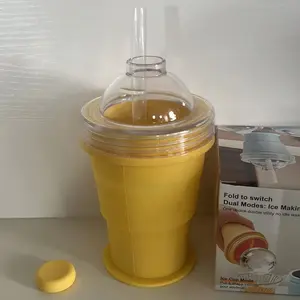 New Portable Foldable Ice Ball Cup Silicone DIY Large Ice Ball Straw Cup Travel Water Bottle Extensible, Convenient and Durable Design