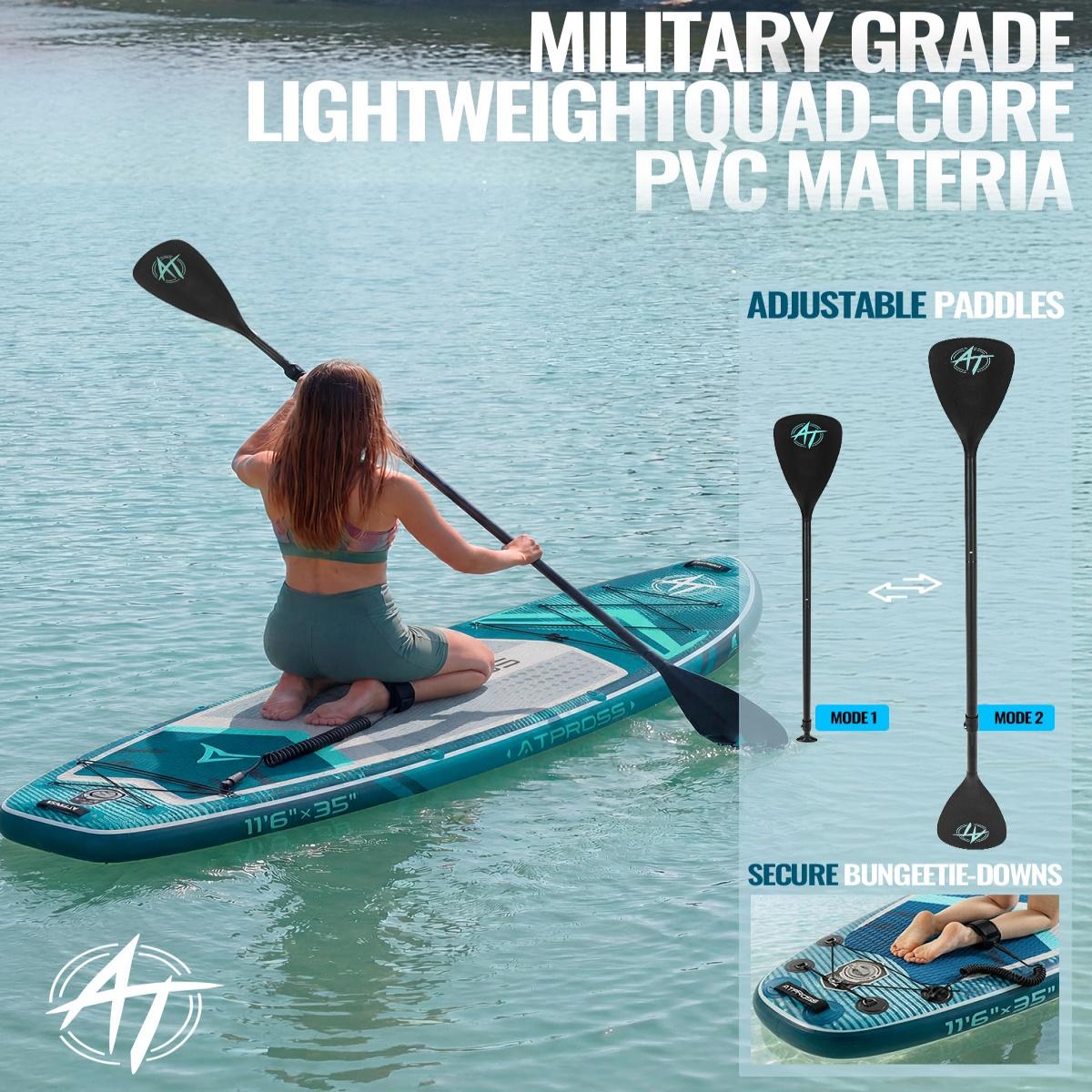 [Spring Glow Up] 11'6"×35" Inflatable Stand Up Paddle Board, 450LBS Capacity, Premium SUP with Kayak Seat for Paddling, Fishing, Yoga & Kayak, Wide Non-Slip Deck, Double-Ended Paddle, Two-Way Pump & Full Accessories