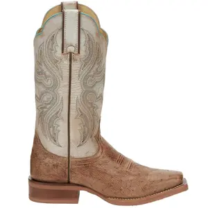 Justin Boots Womens Willa Smooth Ostric Square Toe Pull On  Casual Boots Mid Calf Low Heel 1-2" - Beige, Brown