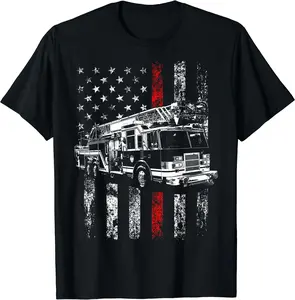 Fireman American Flag Thin Red Line Firefighter Shirt T-Shirt