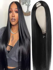 Brazilian virgin Hair ,U Part Wigs With Drawstring ,Straight Human Hair Wigs , U Part Human Hair Wigs Can Be Dyed and Bleached 16-30 inch