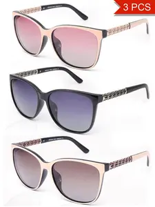 3PCS Polarized Women Fashion TR Memory Frame Polarizing Sunglasses For Women 3PCS Are Uniquely Designed To Protect Against UV 400 Rays