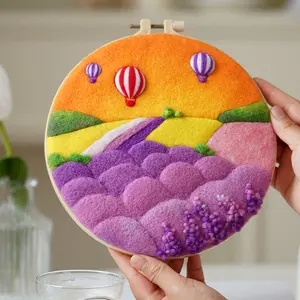 Needle Felting Kit - Lavender Air Balloons. Wizardi DIY Wool Craft Kit F07N8-W407