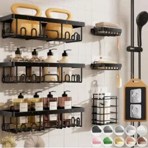 Shower Caddy 6-Pack Advanced Rustproof Design No Drilling Adhesive Shelves Rack with Soap Holder Large Capacity Bathroom Organizers and Storage Wall-Mounted Kitchen & Home Decor