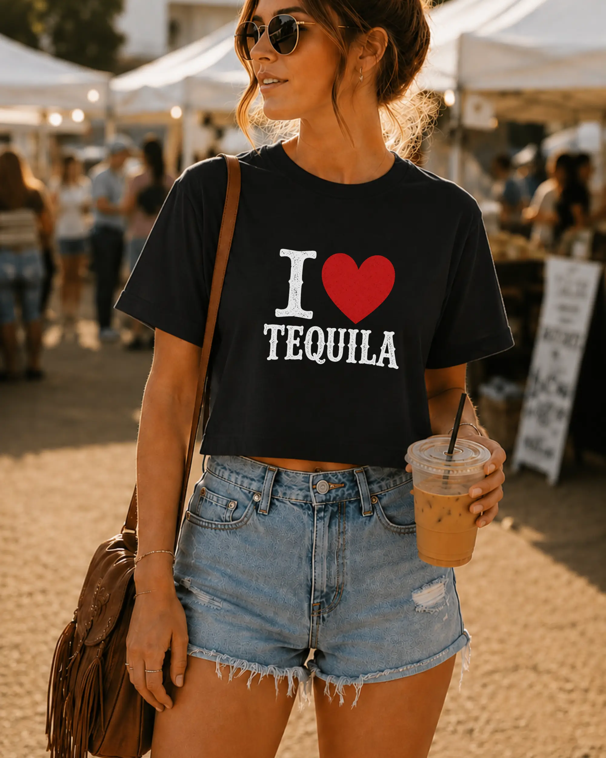 Boxy Crop Tshirt for Women, Funny I Love Tequila Graphic Tee, Casual Relaxed Fit Shortsleeve Top for Festivals, Printed, Cropped, All Seasons, Breathable, Cotton Knit