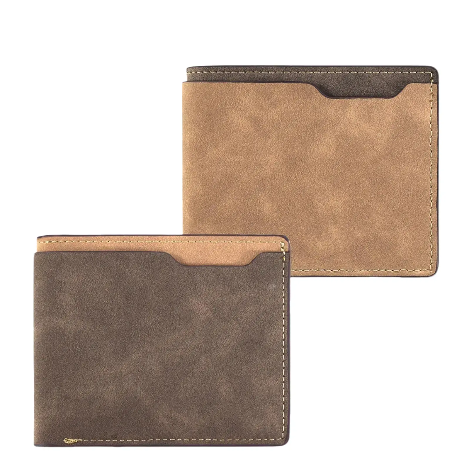 Personalized Men's Slim Bifold Wallet - Custom Engraved Retro 2-Tone Matte Leather Mens Wallet, Minimalist Home Organizer Storage Bag Gift for Husband (Father's Day, Anniversary) with Custom Name