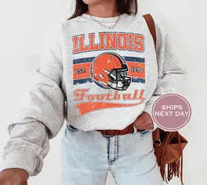 Illinois Sweatshirt - Illinois Football Sweatshirt - Urbana-Champaign Illinois Crewneck - Retro Illinois Sweatshirt - Football