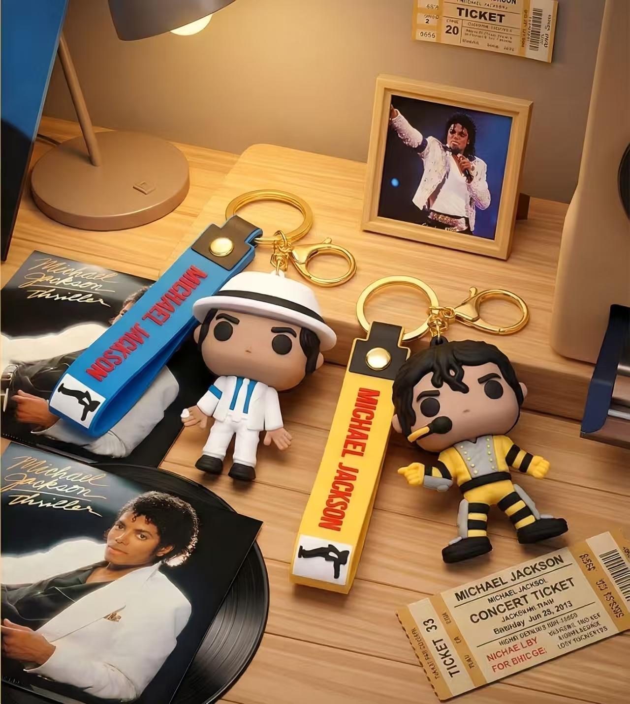 Michael Jackson Keychain, Music Idol Keyring for Claw Machine, Festival Gift, Souvenir