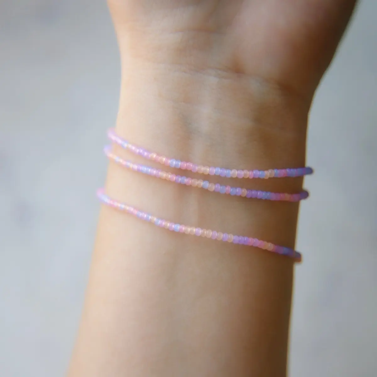 Sunset Opal Seed Beaded Bracelet Stack Set