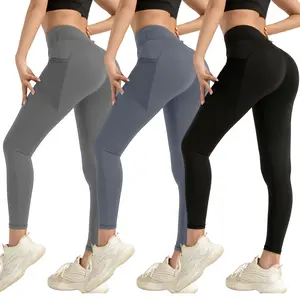3-Pack High Waisted Yoga Leggings - High Rise, Glute Enhancing, Mesh Pockets, Stretchy Non-See-Through Tights for Gym, Daily Wear, High Rise Leggings, Glute Enhancing Leggings