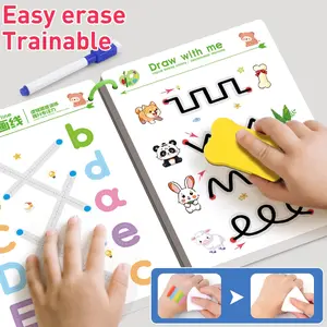 48-Page Practice Book Set, Erasable Design Reusable, Includes 4 Pens, Drawing & Handwriting Training, Back-To-School Gifts, Visual Learning Tools