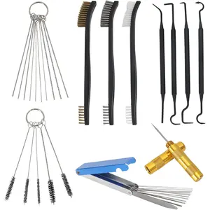 Carburetor Cleaning Kit 3 Double Head Brush 23 Needles 5 Nylon Brushes 1 Scraper 4 Cleaning Hooks Cleaner Set Tools for Motorcycle ATV Chainsaw Welder Small Engines