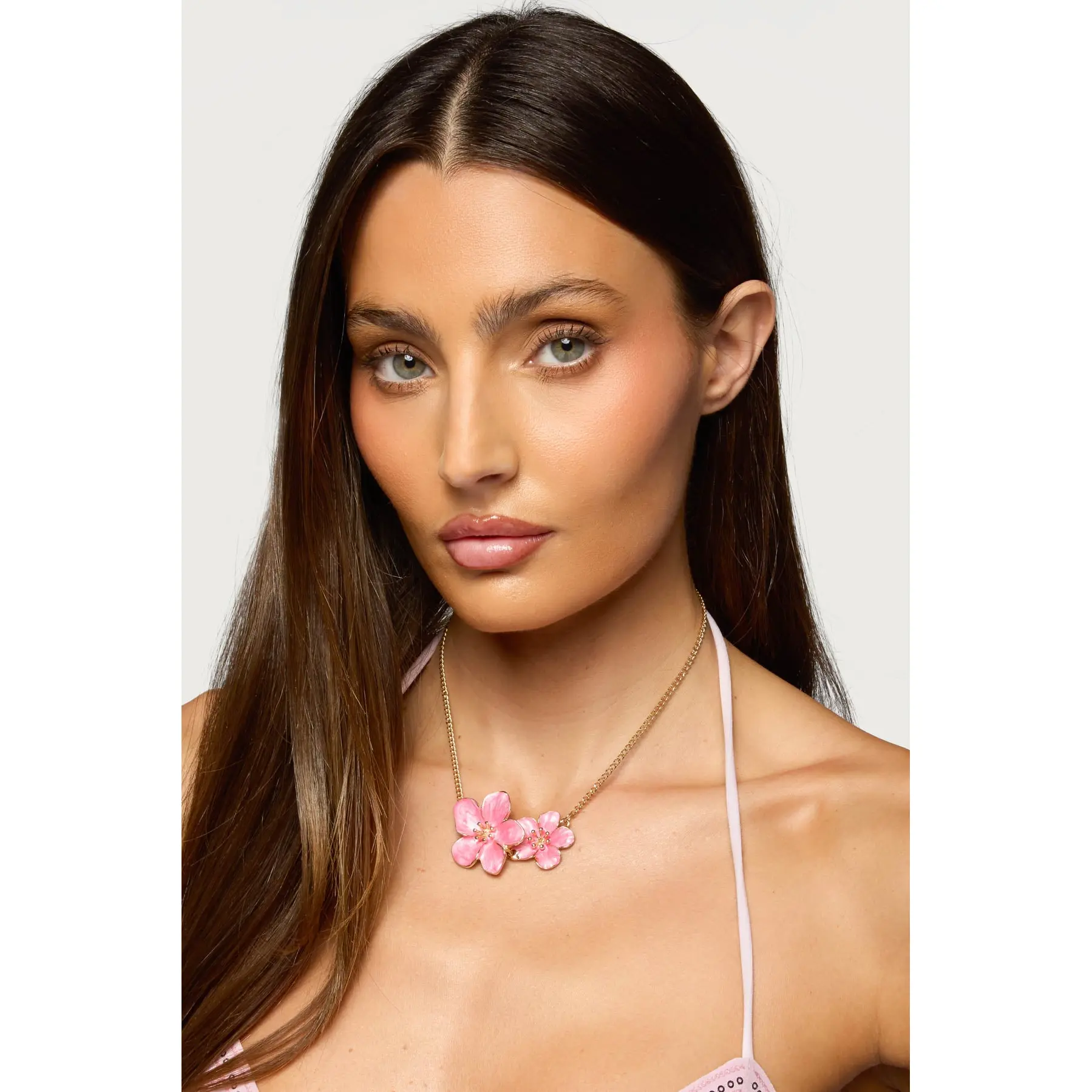 Double Flower Pendant Necklace
