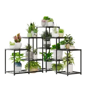 Bamworld Corner Plant Stand Indoor Metal Plant Shelf 5-Tier 11 Potted Flower Shelves Garden Black Plant Holder Rack for Garden Living Room Patio Morden Home Decor Gardening Gifts