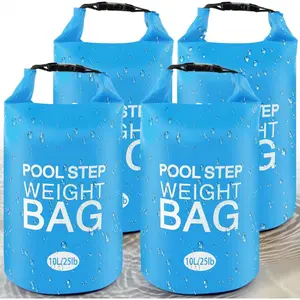 4 Pack 10L/25lb Universal Pool Step Weights 250D PVC Waterproof Swimming Pool Ladder Weights No Breaken Above Ground Pool Ladder Sand Bags, Foldable Pool Stair Weights for Pool Steps(Sky Blue)