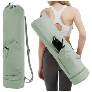Yoga Mat Bag with Water Bottle Pocket and Bottom Wet Compartment, Multifunctional Storage Bag for Sports Yoga Mats, Durable & Convenient Design
