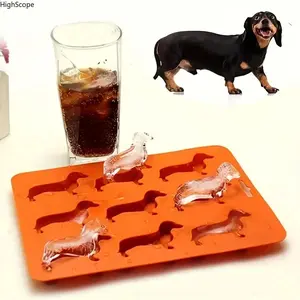 Food Grade Silicone Dachshund Ice Cube Tray, Cute Cartoon Dog Shaped Ice Mold, Easy Release Ice Maker for Freezer Kitchen Drinks Coffee