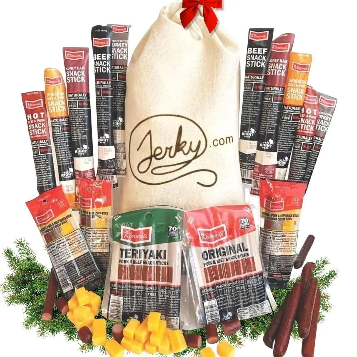 Jerky.com 26pc Meat Sticks Variety Pack | Healthy Snack for Adults | Low Sugar & High Protein | Gluten Free & Keto Meat Sticks | Pork, Turkey, Ham Beef Sticks & Cheese Sticks | Jerky Gifts for Men