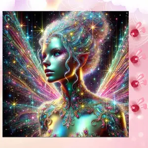 5D DIY Full Drill Round Diamond Painting - Diamond Art Kit Glitter Fairy Wings Mosaic, Canvas - DIY Decorative Handicraft Painting, Home Wall Decor, Suitable for Halloween and Christmas, Birthday and Anniversary Gifts