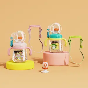 【COMOBEBE】10oz Whale Spray Water Bottle – BPA-Free Sippy Cup with Soft Silicone Straw, Switchable Handles and Strap, Fun Whale Spray Design, 10oz Bottled Drink