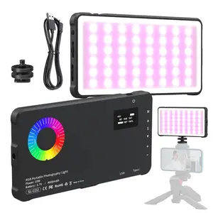 Portable LED Camera Light RGB Photo Video Fill Light USB Rechargeable Full Color Camera Lamp for Home Selfie Photography