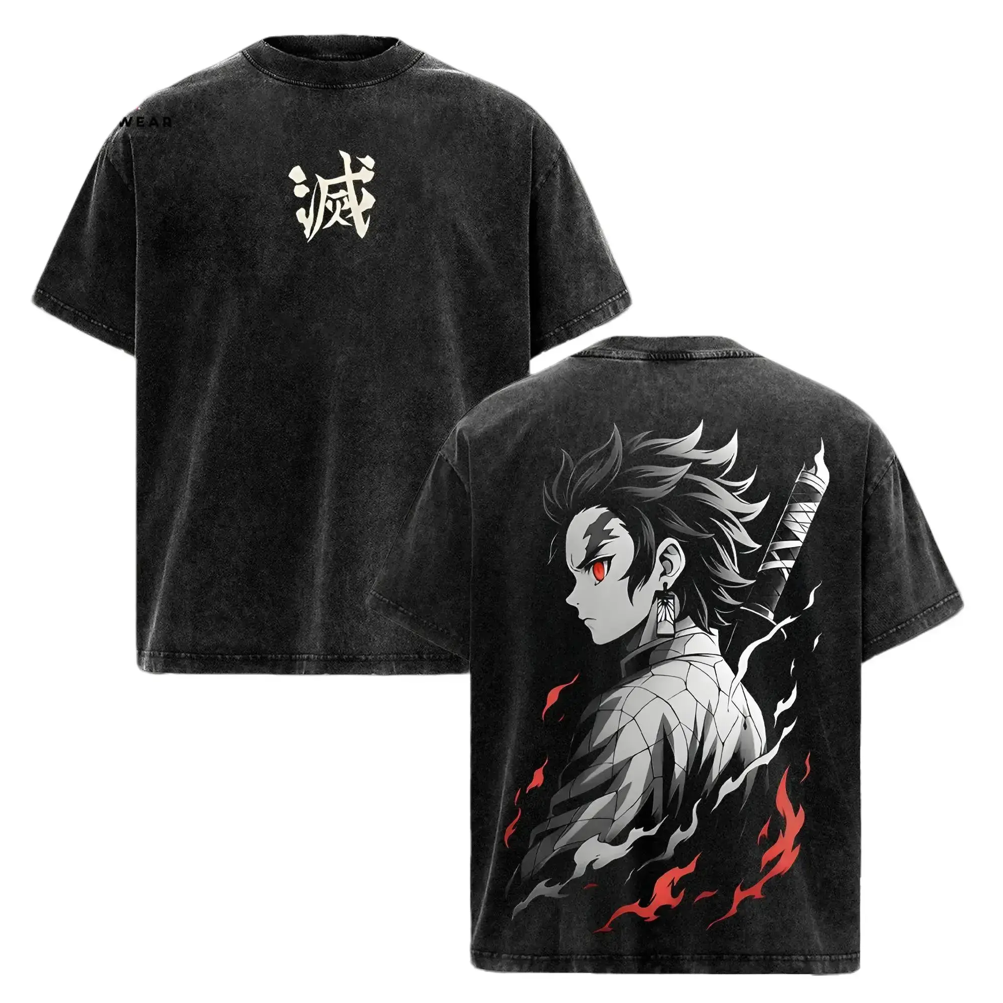 Tanjiro Infinity Castle Arc Graphic Tee | Demon Slayer Vintage Acid Washed Anime Shirt | Oversized Lightweight Cotton Streetwear | Unisex Manga Fan Gift Top