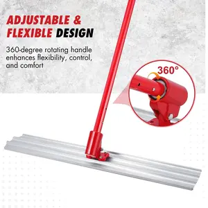 Professional Aluminum Magnesium Concrete Bull Float Kit 48x8 Inch Square Edge Float Board with 4PCS 47.2 Inch Extendable Handles Masonry Smooth Finishing Hand Tool for Construction Home Renovation