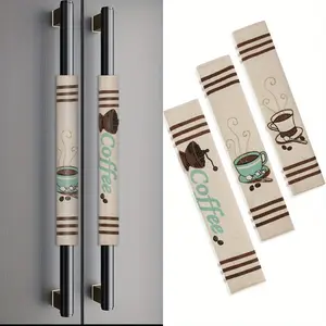 Three-Piece Jute Coffee Handle Set, Refrigerator Decorations for Holiday Parties & Home Settings, Includes Lid Protector