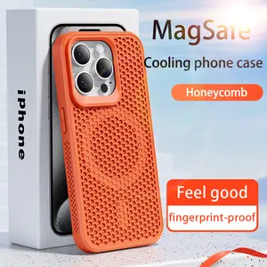 Matte Cooling Mesh Magnetic Phone Case For iPhone 16 15 14 13 12 Pro Max MagSafe Case Heat Dissipation Ultra Slim Hard PC Back Cover Accessories Protection