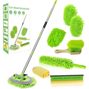 62"  Wash Brush with Long Handle Chenille Microfiber  Wash Mop Mitt, Wheel Brush, Windshield Window ,  Duster Microfiber Towel, Gloves, for Cleaning , RV, , Boat