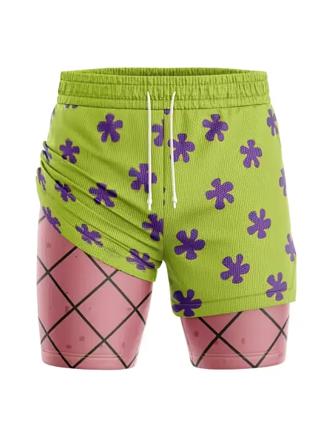 Anime 3d Digital Printing Performance Shorts Summer Double Layer Beach Pants Fitness Training Pant Sports