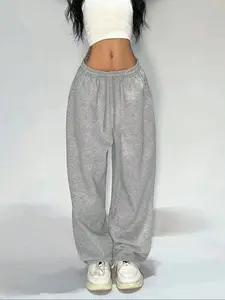 Women's Solid Color Drawstring Jogger Pants, Elastic Waistband Design, Casual All-Season Wear, Comfortable & Stylish Daily