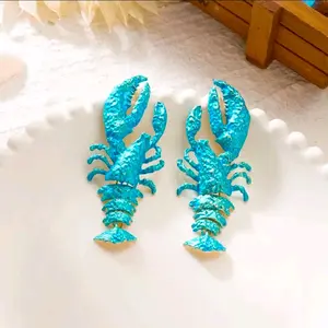Lobster Earrings - Fashion Vacation Style with Blue Color and Unique Design