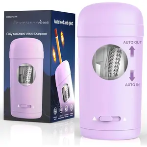 PSX7 Electric Pencil Sharpener, Fully Automatic Pencil Sharpener for 7-8mm Pencils & Colored Pencil, Auto in & Out, Rechargeable Vertical Hands-Free Sharpeners for Classroom//Office(Purple)