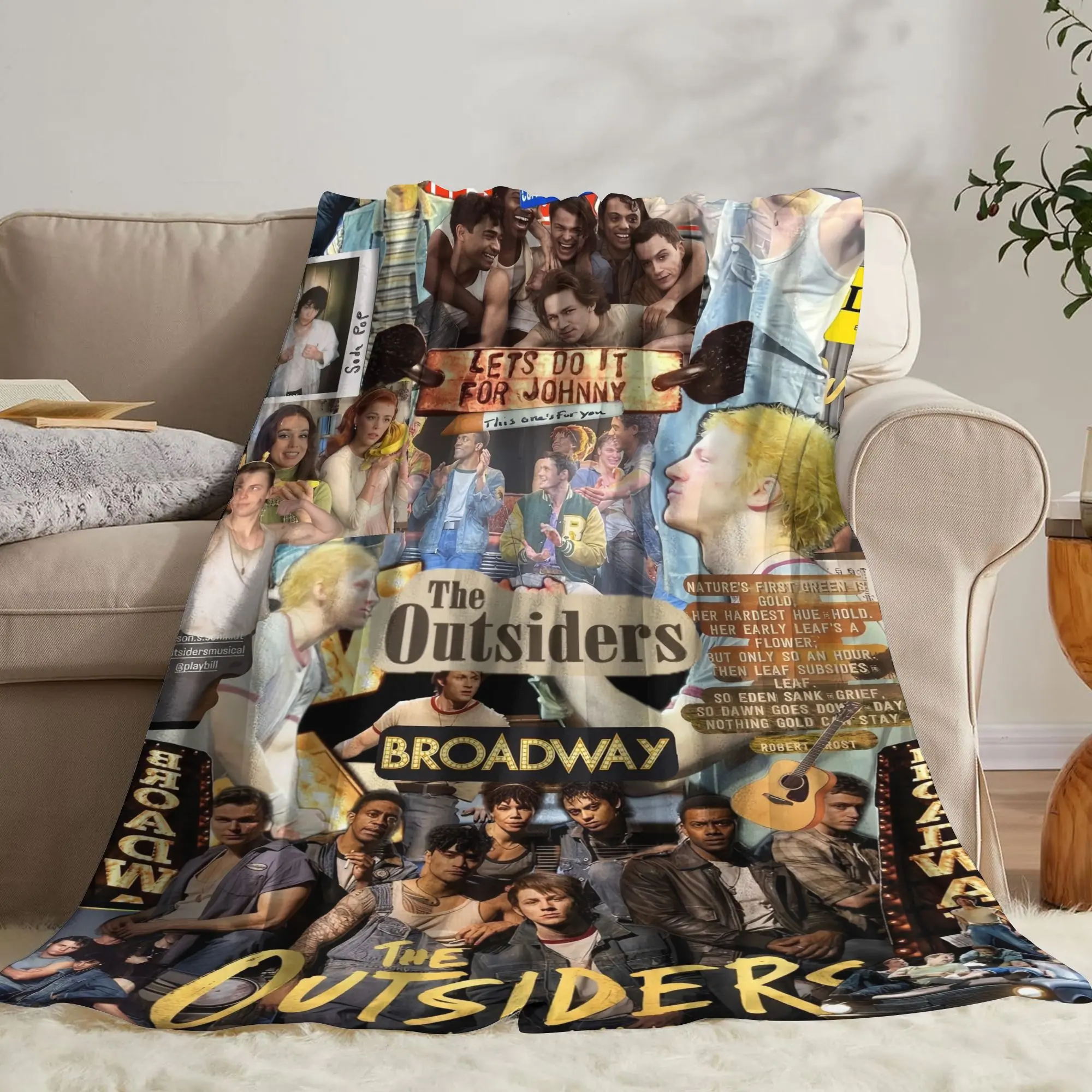 The Outsiders Blanket Premium Flannel Warm Throw Showcasing Iconic Greaser-Era Imagery, Ideal As A Sofa Throw For Relaxing Evenings, Comfortable Travel Blanket For Road Trips, And A Bold Bed Blanket Accent For Vintage Film Lovers