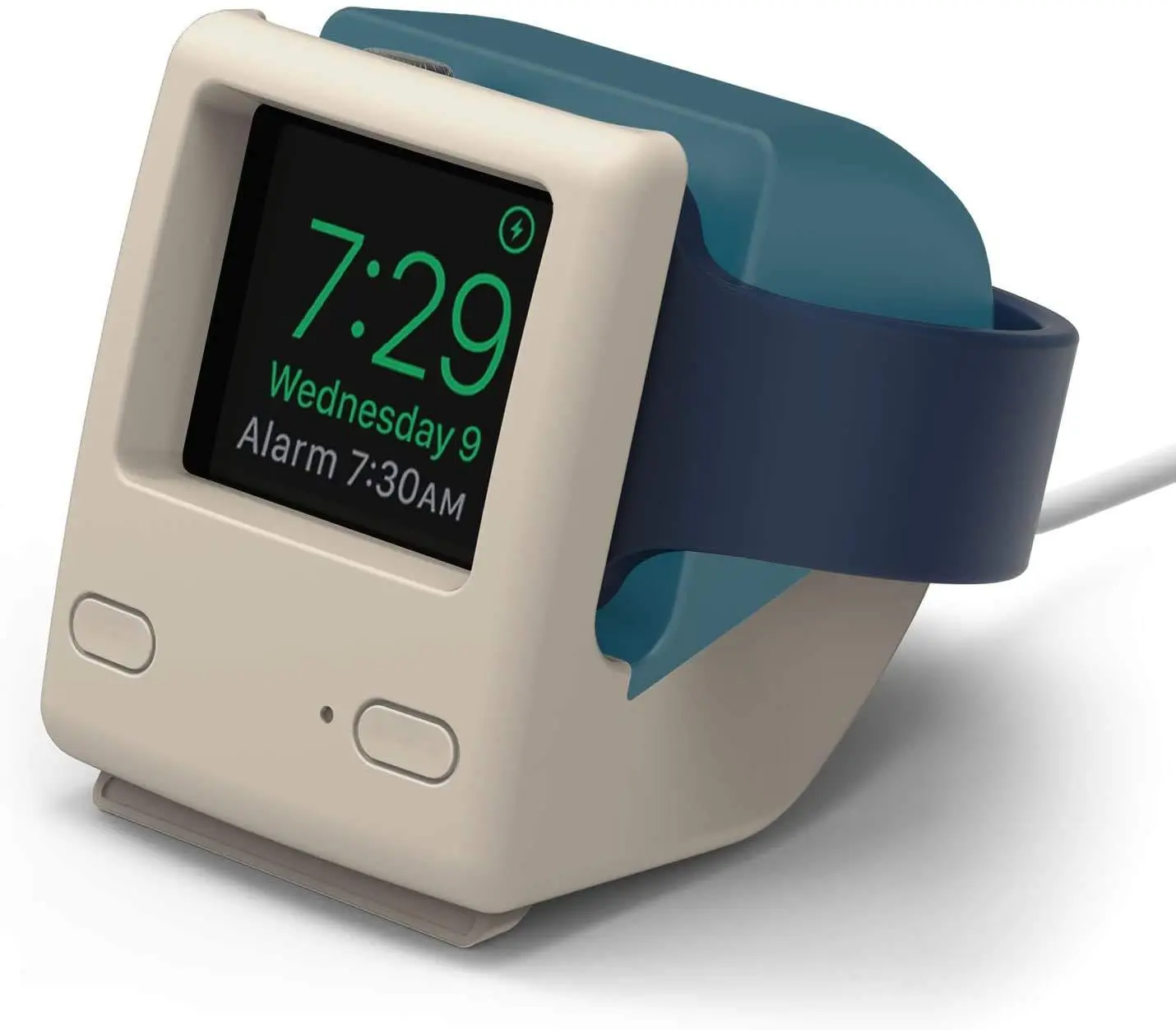 [elago Official] W4 Smartwatch Charger Stand - iMac Shape Aqua Blue Silicone Holder, Compatible with Series 1-12 & SE 1-3 Smartwatches, Supports Nightstand Mode, Smartwatch Accessories, Wearable Tech Accessories, Electronic Gadgets