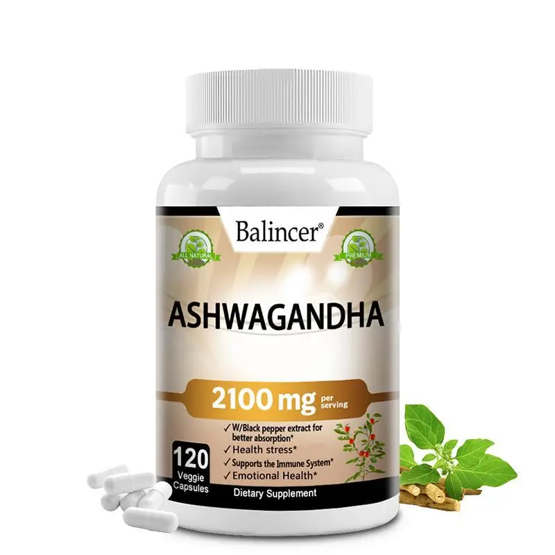 Balincer Organic Ashwagandha 2,100 mg Veggie Capsules, Pure Organic Ashwagandha Powder and Root Extract, Stress, Mood & Immune Support